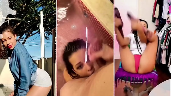 Hot Brazilian girls on the phone with their friend and showing off their delicious piss